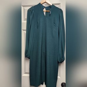 Vince Camuto V-Neck Long Sleeve Chiffon Sheath Dress, Size 0